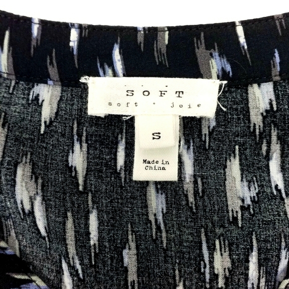 Soft Joie Cassina Black Abstract Print 3/4 Dolman Sleeve Shirt Dress Women Small - Picture 7 of 14